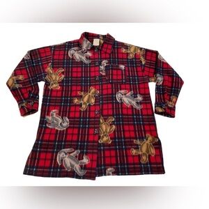 Women’s XXL Flannel Teddy Bear Cardigan With Teddy Bear Buttons